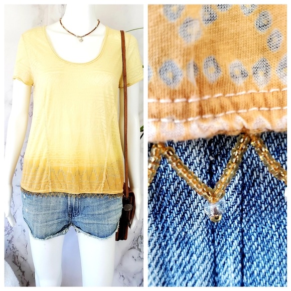 Free People Tops - Free People boho ombre bead tipped pretty top